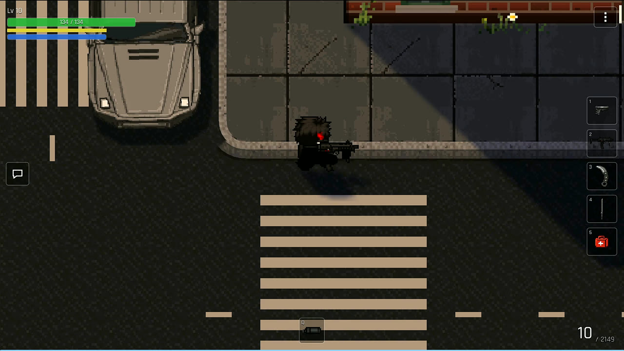 The player aiming a rifle at a crossing